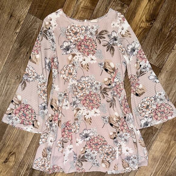 Altar’d State Floral Bell Sleeve Fit & Flare Dress Size Medium - Picture 2 of 14
